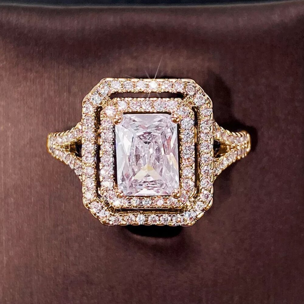 NEW 18k Gold Diamond Ring Emerald Cut Ring - Picture 2 of 6